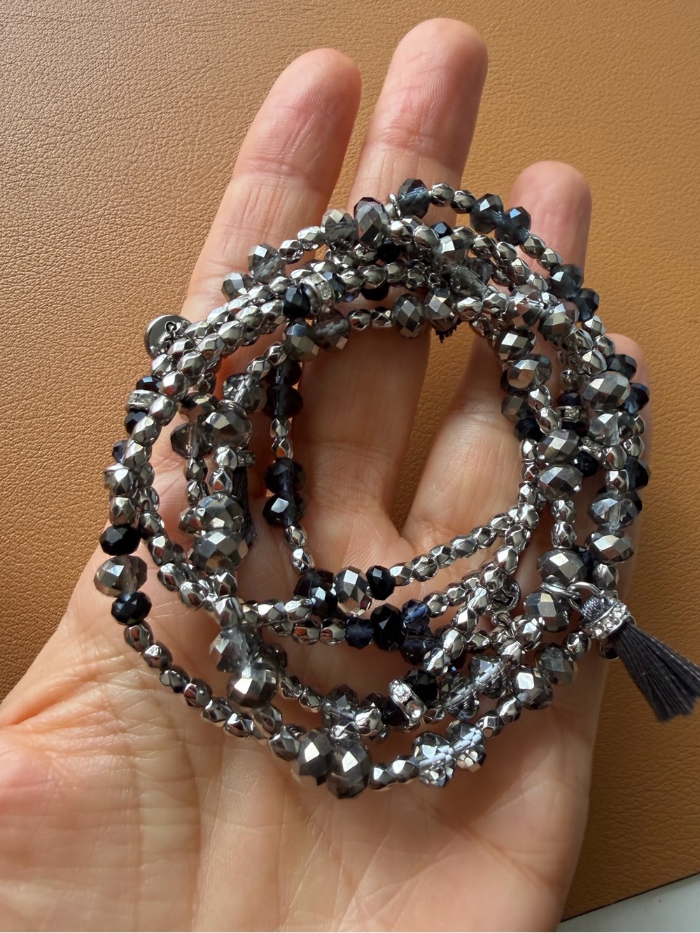 Chloe + Isabel Mixed Metallic & Tassel Stretch Bracelet Set